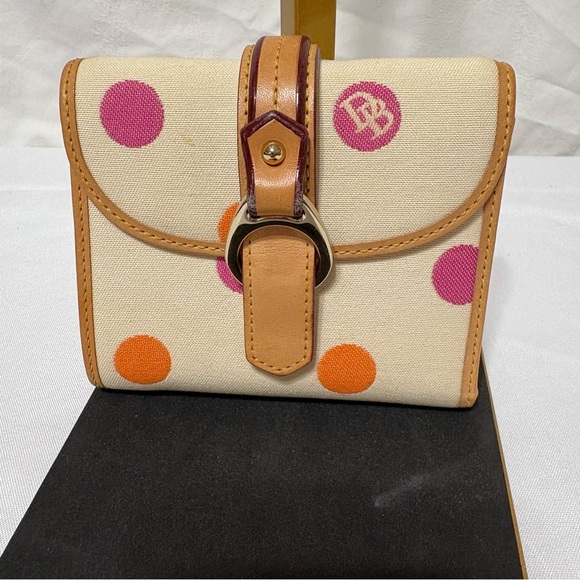 Dooney & Bourke Cream Wallet with Pink and Orange Dots - Picture 3 of 13